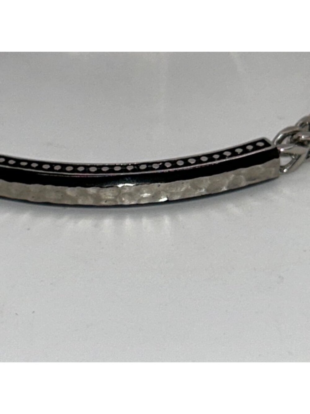Lynx Mens Stainless Steel Hammered ID Plate Bracelet With Foxtail Chain In Gift - Picture 8 of 15